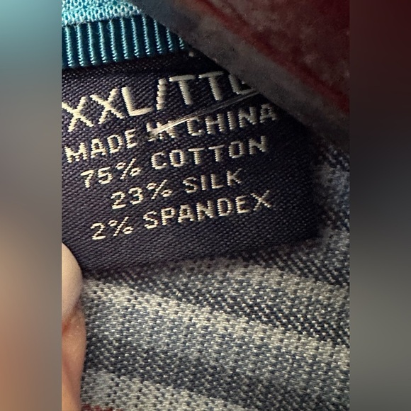 TOMMY BAHAMA Men’s XXL Long Sleeve Cotton Silk Blend Blue Pk Plaid Resort CLEAN - Picture 3 of 12